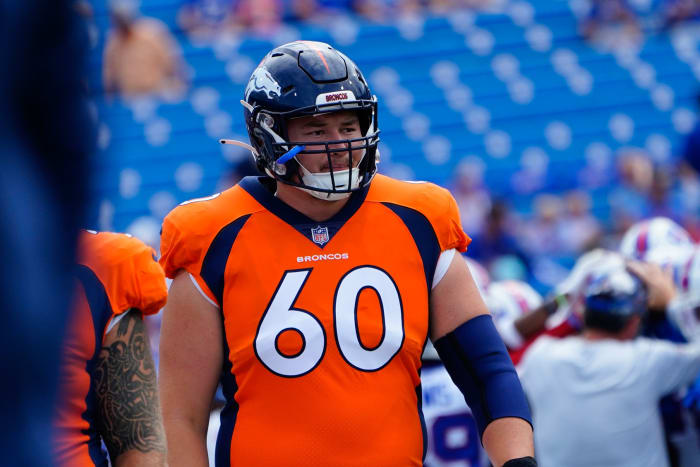 Denver Broncos center Luke Wattenberg (60) prior to the game against the Buffalo Bills at Highmark Stadium.